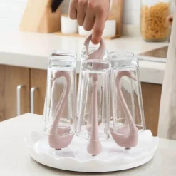 Brew Bliss Küche & Esszimmer-Schwanenglasbecher mit automatischem Abtropfsieb – Elegantes Trinkgeschirr