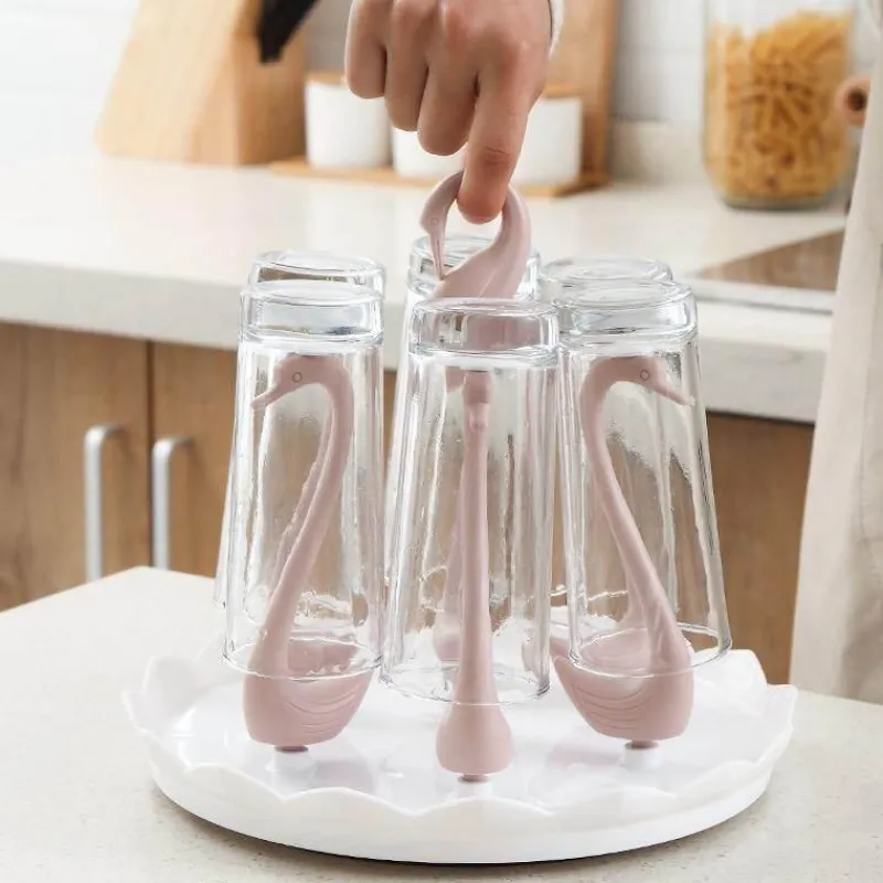 Brew Bliss Küche & Esszimmer-Schwanenglasbecher mit automatischem Abtropfsieb – Elegantes Trinkgeschirr