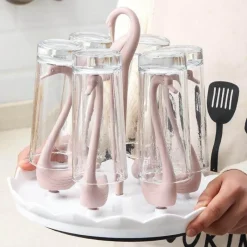 Brew Bliss Küche & Esszimmer-Schwanenglasbecher mit automatischem Abtropfsieb – Elegantes Trinkgeschirr