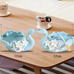 Plates u0026 More Küche & Esszimmer-Schwanen-Tablett-Set aus Keramik – elegante Obstschale und Aschenbecher für die Heimdekoration