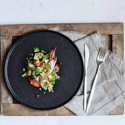 Elegance at the Table Küche & Esszimmer-Schwarzer Keramik-Essteller – Steak-Salat-Mittagessentablett für Restaurantgeschirr