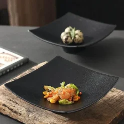 Elegance at the Table Küche & Esszimmer-Schwarzer matter Keramikteller - 75 Zoll quadratisches Essteller