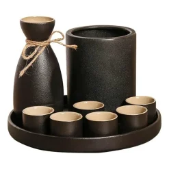 Elegance at the Table Küche & Esszimmer-Schwarzer Weinwärmer aus Keramik für Sake – handgefertigtes japanisches Design