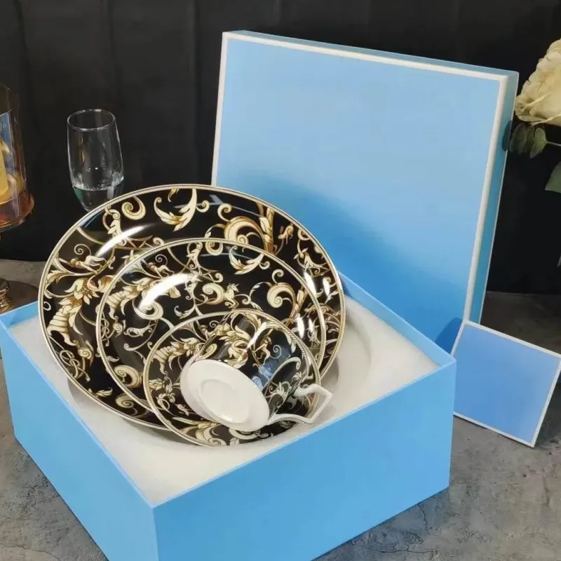 Feast u0026 Flair Küche & Esszimmer-Schwarzes Einhorn-Geschirrset – Elegantes Küchengeschirr