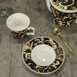 Feast u0026 Flair Küche & Esszimmer-Schwarzes Einhorn-Geschirrset – Elegantes Küchengeschirr