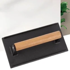 Tom Küche & Esszimmer-Schweres Steakgewicht aus Gusseisen mit Holzgriff – perfektes BBQ-Kochwerkzeug zum Grillen