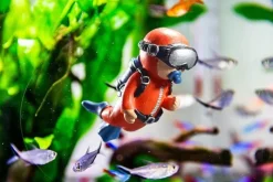 TailTrend Haustierzubehör|Haustierspielzeug-Schwimmendes Taucher-Aquarium-Ornament – ​​Unterwasser-Dekor-Akzent