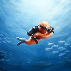 TailTrend Haustierzubehör|Haustierspielzeug-Schwimmendes Taucher-Aquarium-Ornament – ​​Unterwasser-Dekor-Akzent