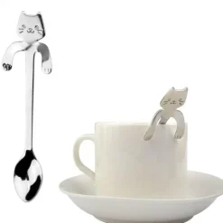 The Cozy Mug Küche & Esszimmer-Süßer Teelöffel mit langem Griff und Katze