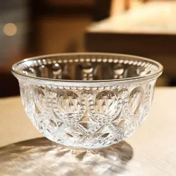 Elegance at the Table Küche & Esszimmer-Servierschüssel aus geprägtem Glas – dekorative Schale