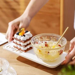 Elegance at the Table Küche & Esszimmer-Servierschüssel aus geprägtem Glas – dekorative Schale