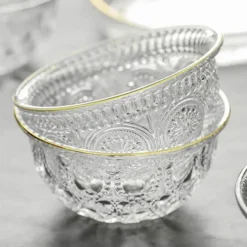 Elegance at the Table Küche & Esszimmer-Servierschüssel aus geprägtem Glas – dekorative Schale