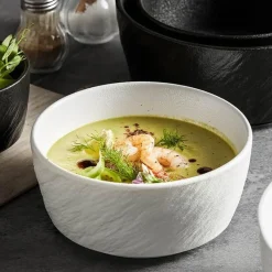 Elegance at the Table Küche & Esszimmer-Servierschüssel aus mattierter Keramik – Schale mit gerader Kante und Steinstruktur