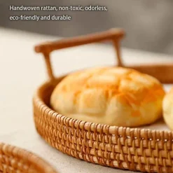 Feast u0026 Flair Küche & Esszimmer-Serviertablett aus Rattan – Serviertablett für Speisen und Obst mit Griff