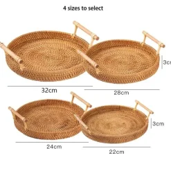 Feast u0026 Flair Küche & Esszimmer-Serviertablett aus Rattan – Serviertablett für Speisen und Obst mit Griff