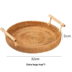 Feast u0026 Flair Küche & Esszimmer-Serviertablett aus Rattan – Serviertablett für Speisen und Obst mit Griff