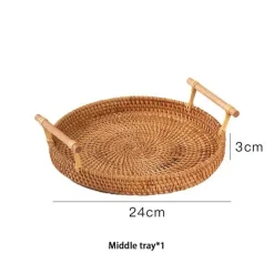 Feast u0026 Flair Küche & Esszimmer-Serviertablett aus Rattan – Serviertablett für Speisen und Obst mit Griff