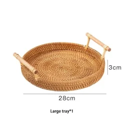 Feast u0026 Flair Küche & Esszimmer-Serviertablett aus Rattan – Serviertablett für Speisen und Obst mit Griff