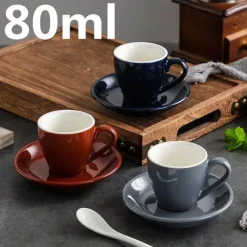 Plates u0026 More Küche & Esszimmer-Set aus Espressotasse und Untertasse aus Keramik – 80 ml Kaffee-/Teetasse aus Porzellan