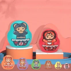 The Decor Haven Babyspielzeug-Set aus ineinander stapelbaren Matroschka-Puppen – buntes Lernspielzeug für Kinder