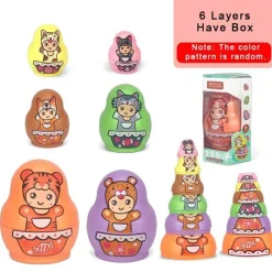 The Decor Haven Babyspielzeug-Set aus ineinander stapelbaren Matroschka-Puppen – buntes Lernspielzeug für Kinder