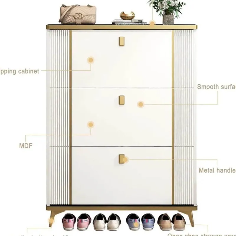 Cozy Living Möbel-Shoe Cabinet - Elegant Storage with 3 Flip Drawers