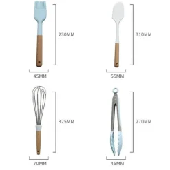 Decor Küche & Esszimmer-Silikon-Backset mit Holzgriffen – Antihaft-Backgeschirr-Essentials