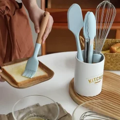 Decor Küche & Esszimmer-Silikon-Backset mit Holzgriffen – Antihaft-Backgeschirr-Essentials