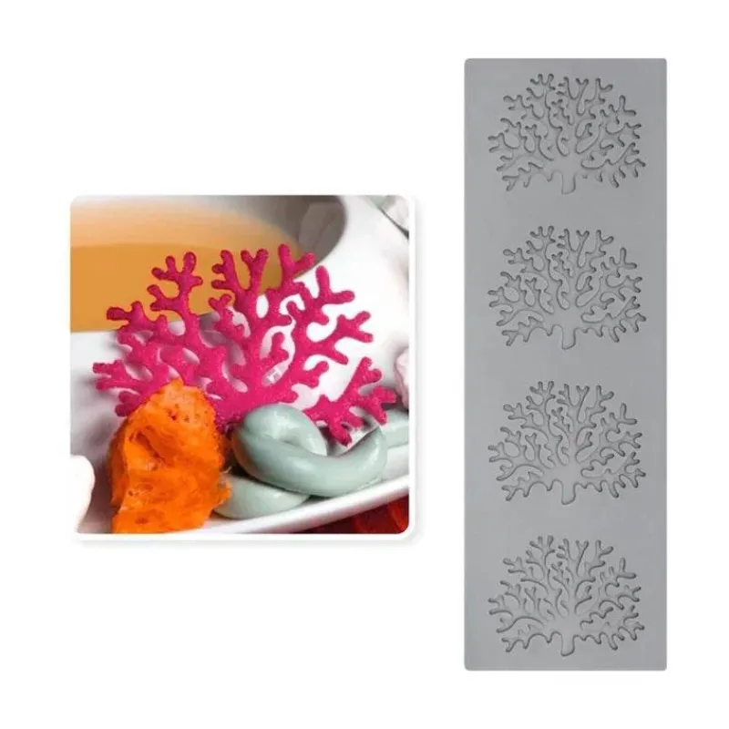 Tom Küche & Esszimmer-Silikonform mit Korallenzweig und Blättern für Kuchen- und Schokoladendekoration