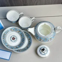 Elegance at the Table Küche & Esszimmer-Silk Road Kaffee- und Teeservice – Elegantes Teegeschirr mit Tassen, Tellern und Essgeschirr