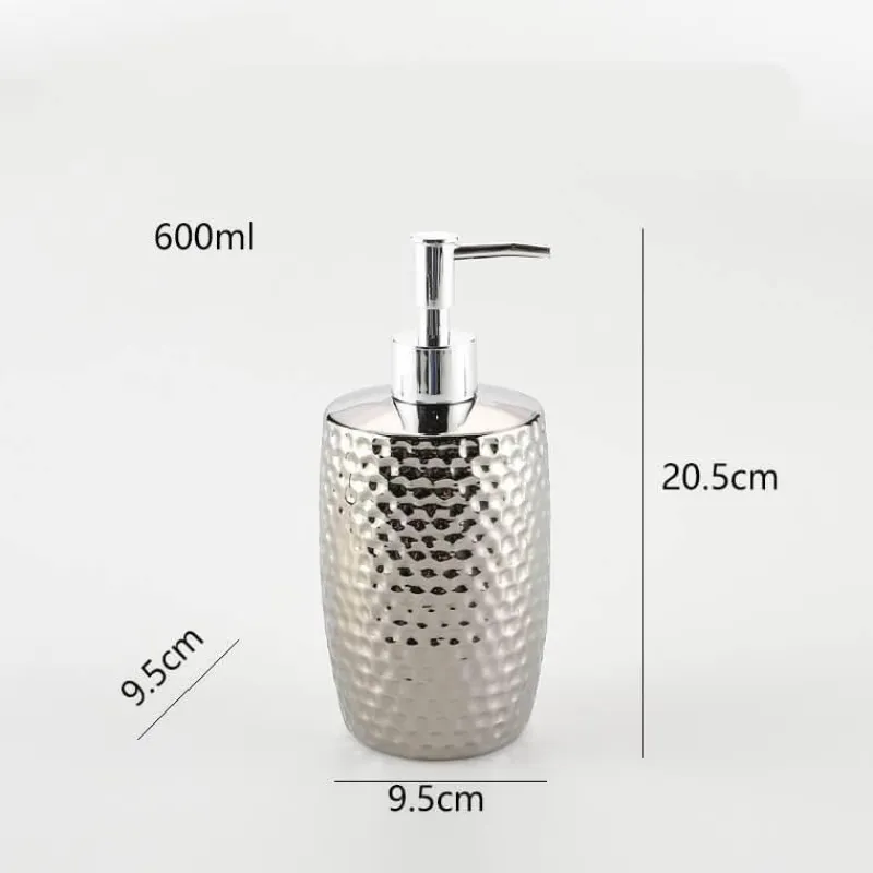 The Bath Nook Badezimmer-Silver Ceramic Soap Dispenser - Embossed Bathroom Decor