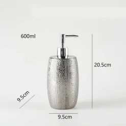 The Bath Nook Badezimmer-Silver Ceramic Soap Dispenser - Embossed Bathroom Decor