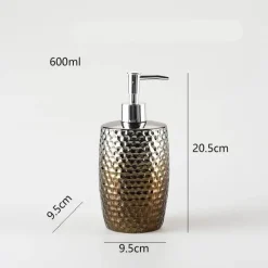 The Bath Nook Badezimmer-Silver Ceramic Soap Dispenser - Embossed Bathroom Decor