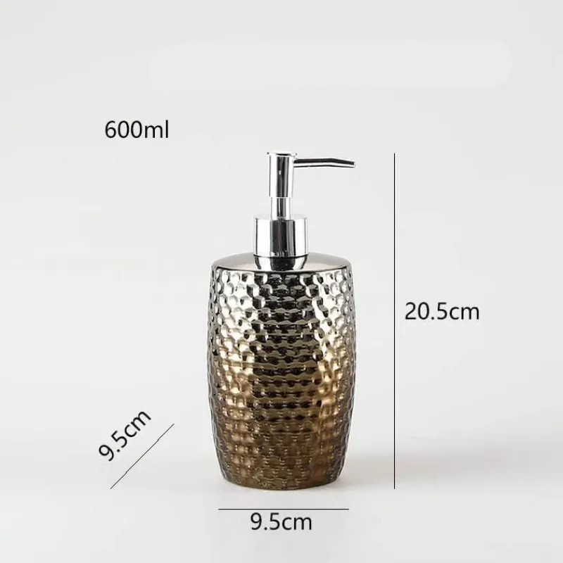 The Bath Nook Badezimmer-Silver Ceramic Soap Dispenser - Embossed Bathroom Decor