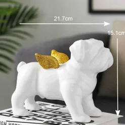 Plates u0026 More Küche & Esszimmer-Skulptur mit schwarzen Bulldoggenflügeln – Keramik-Dekoration für Zuhause und Büro