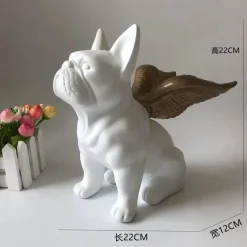 Plates u0026 More Küche & Esszimmer-Skulptur mit schwarzen Bulldoggenflügeln – Keramik-Dekoration für Zuhause und Büro