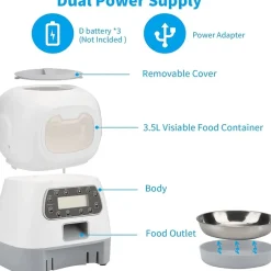 Furry Haven Haustierzubehör|Reinigungswerkzeuge Für Haustiere-Smart Pet Feeder - Automatischer 2-Wege-Mahlzeitenverteiler