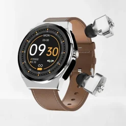 Decor Heimwerkzeuge-Smartwatch mit Bluetooth-Kopfhörern – klassisches Lederdesign