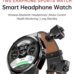 Decor Heimwerkzeuge-Smartwatch mit Bluetooth-Kopfhörern – klassisches Lederdesign