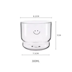 Plates u0026 More Küche & Esszimmer-Smiley-Herz-Glasbecher-Set – 300 ml, Trinkgeschirr für Tee und Kaffee