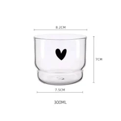 Plates u0026 More Küche & Esszimmer-Smiley-Herz-Glasbecher-Set – 300 ml, Trinkgeschirr für Tee und Kaffee