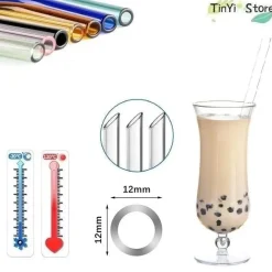Plates u0026 More Küche & Esszimmer-Smoothie-Strohhalme aus klarem Glas – 12 mm breit für Boba-Milchshakes