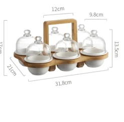 The Culinary Kit Küche & Esszimmer-Snackteller aus Keramik mit Glasdeckel – elegante Servierplatte