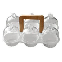 The Culinary Kit Küche & Esszimmer-Snackteller aus Keramik mit Glasdeckel – elegante Servierplatte