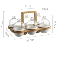 The Culinary Kit Küche & Esszimmer-Snackteller aus Keramik mit Glasdeckel – elegante Servierplatte