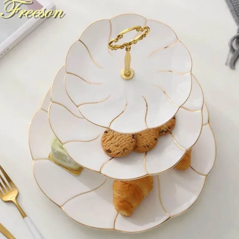 Feast u0026 Flair Küche & Esszimmer-Snackteller aus Knochenporzellan mit Goldeinlage – Serviergeschirr für Früchte und Süßigkeiten