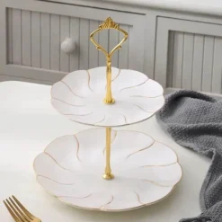 Feast u0026 Flair Küche & Esszimmer-Snackteller aus Knochenporzellan mit Goldeinlage – Serviergeschirr für Früchte und Süßigkeiten