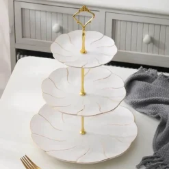 Feast u0026 Flair Küche & Esszimmer-Snackteller aus Knochenporzellan mit Goldeinlage – Serviergeschirr für Früchte und Süßigkeiten