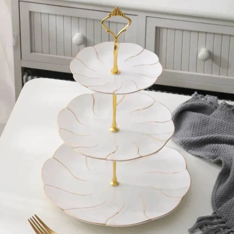 Feast u0026 Flair Küche & Esszimmer-Snackteller aus Knochenporzellan mit Goldeinlage – Serviergeschirr für Früchte und Süßigkeiten