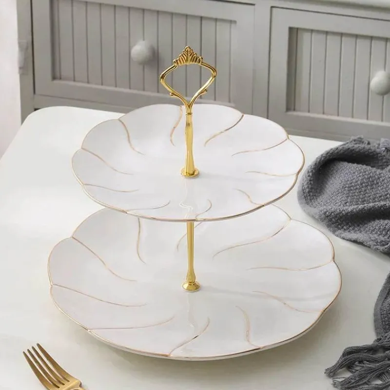 Feast u0026 Flair Küche & Esszimmer-Snackteller aus Knochenporzellan mit Goldeinlage – Serviergeschirr für Früchte und Süßigkeiten